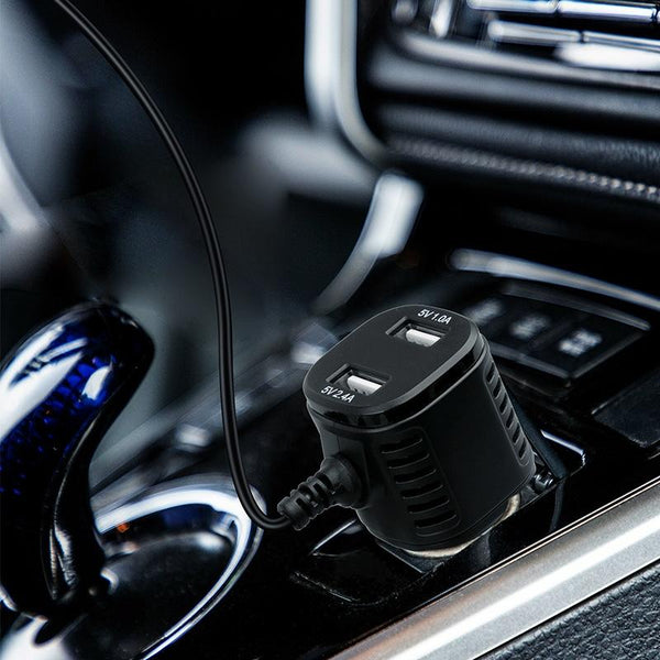 H519 Car Charger Driving Recorder Power Cord Dual USB With Display Charging Line, Specification: Micro Right Elbow