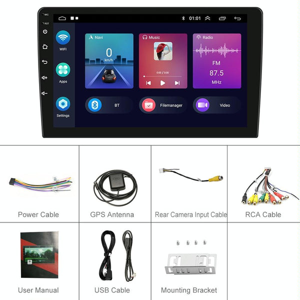 A3012 9 Inch Android Navigation CarPlay 1+32G Dual-Spindle Universal Central Control Screen Car Navigator Reversing Video Player(Standard)