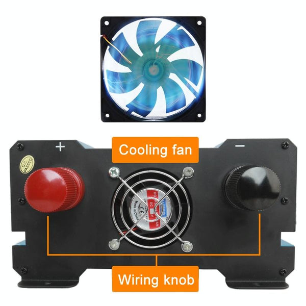 Carmaer 48V to 220V 1600W Three Socket Car Double Digital Display Inverter Household Power Converter