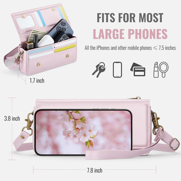 CaseMe ME30 Max Multifunctional Large-Capacity Shoulder Crossbody Phone Bag(Pink)