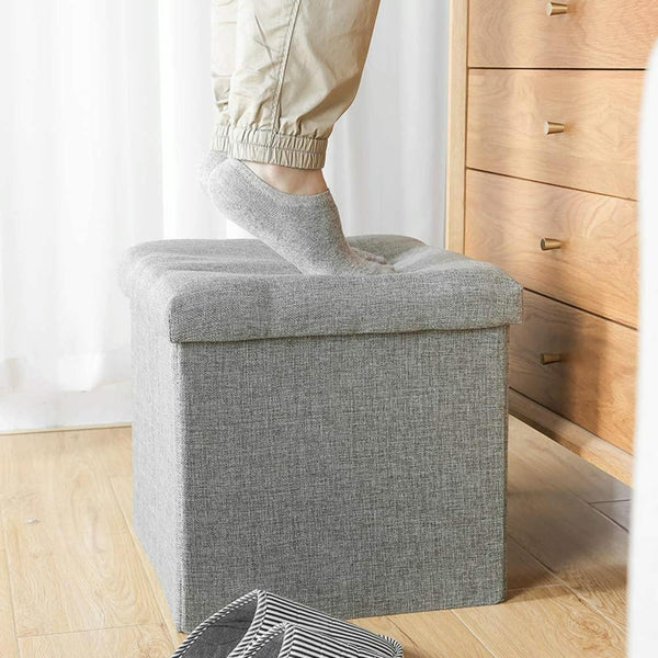 Home Foldable Fabric Storage Chairs Multifunctional Square Sofa, Color: Dark Gray