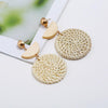 E2002-13 Semi-circular+Large Circle Bamboo Vine Handmade Woven Earrings Bosomia Style Earrings
