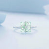 BSR339 Sterling Silver S925 Verdant Four Leaf Clover Ring White Gold Plated(No.7)