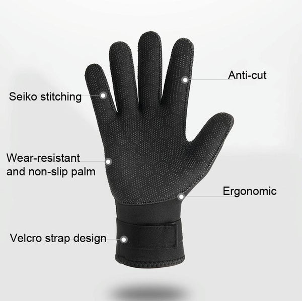 DIVESTAR Diving Gloves Cut & Stab Resistant Sports Gloves, Model: 3mm, Size: L