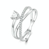 BSR336 Sterling Silver S925 Simple White Gold Plated Zirconia Multi-layered Ring(No.6)