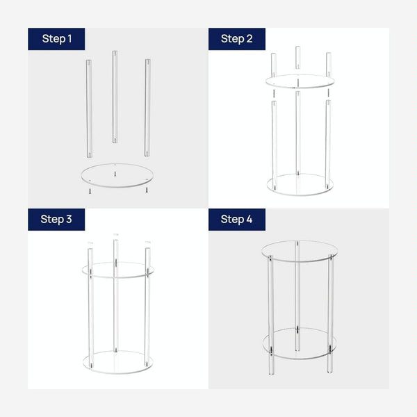 YX107 Acrylic Round Two-layer Small Bedside Table(Transparent)