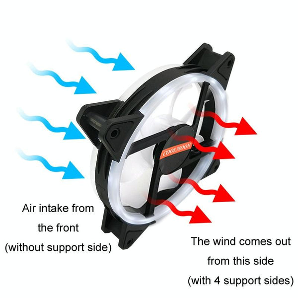 COOLMOON 12cm Dual Aperture Computer Mainframe Chassis Dual Interface Fan(Rainbow)