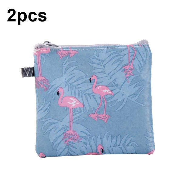 SN-031 2pcs Waterproof Zipper Sanitary Napkin Storage Bag Coin Card Bag(Flamingo)