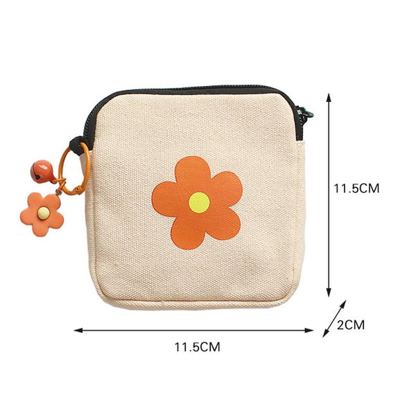 Sanitary Napkin Storage Bag Large Capacity Little Bag Canvas Simple Short Wallet(Sky Blue)