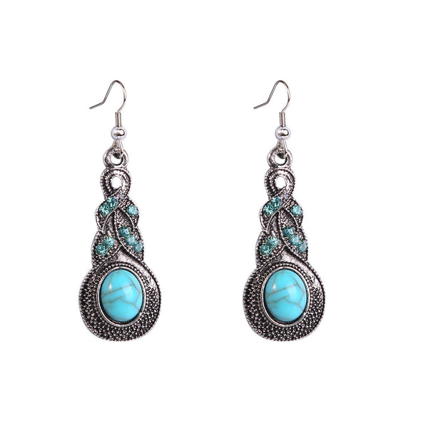 E1911-7 Turquoise Ethnic Style Earrings Temperament Simple Vintage Earrings