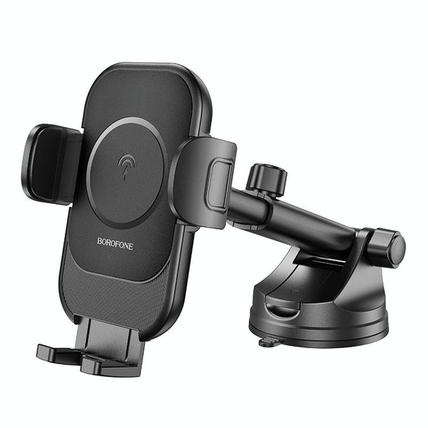 BOROFONE BH203 Blue Charm Car Center Console Wireless Fast Charging Holder(Black)