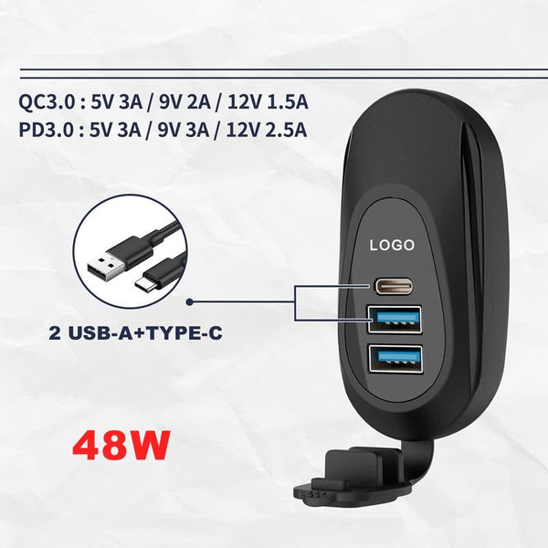 12-24V Bus Handlebar Installed USB Fast Charging Charger, Specifications: 2U+C QC+QC+PD