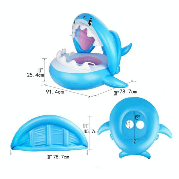 PVC Inflatable Childrens Swimming Ring Play Water Toys Inflatable Shark Shade Seat, Size:95 x 78 x 70cm
