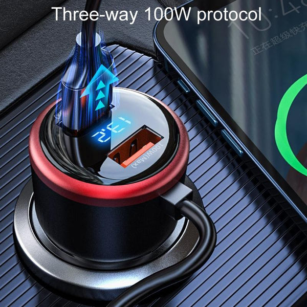 Vehicle Mini Fast Charging Charger Car One To Three Cigarette Lighter, Model: Premium Version