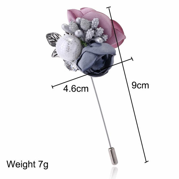 Fashion Handmade Fabric Flower Lace Pearl Brooch(Pink)
