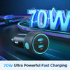 JOYROOM JR-CCN02 70W Dual PD Multi-Color Car Charger with Light Button(Black)