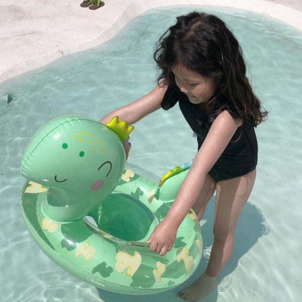 Children Adult Cartoon Inflatable Swimming Ring, Pattern: Sequenant Green Dinosaur Lap
