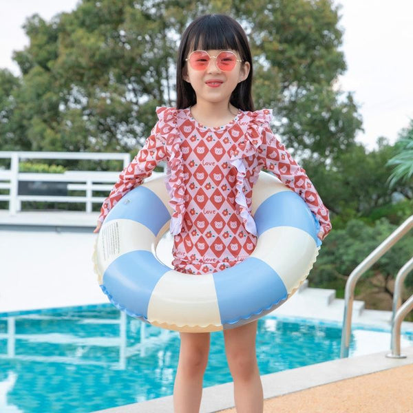 Thickened Children Swimming Ring Inflatable Underarm Ring 75cm(Striped Blue)