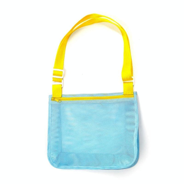 Children Shell Collection Bag Beach Toys Organizer Storage Bag(Light Blue Yellow)