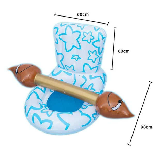 4 in 1 Toilet-shaped Inflatable Floating Row + Poop-shaped Water Inflatable Sports Game Combat Stick Water-to-water Collision Game Inflatable Equipment Set, Size:98 x 60 x 60cm(Gold)