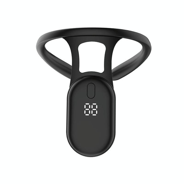 2150 Student Humpback Vibration Reminds With LCD Hanging Neck Corretor(Black)