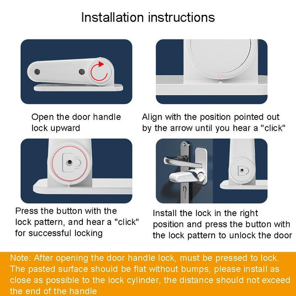 Children Safe Lock Door Handle Fixed Anti-Opening Lock(White)
