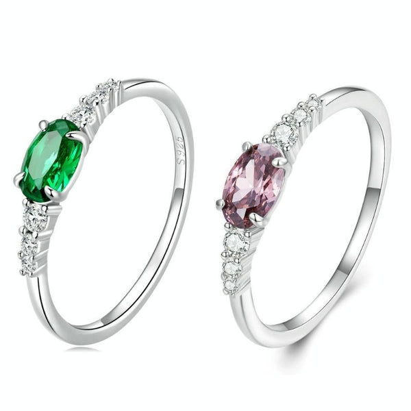 Sterling Silver S925 Zircon Ring Platinum Plated Ring, Size: No.6(BSR265)