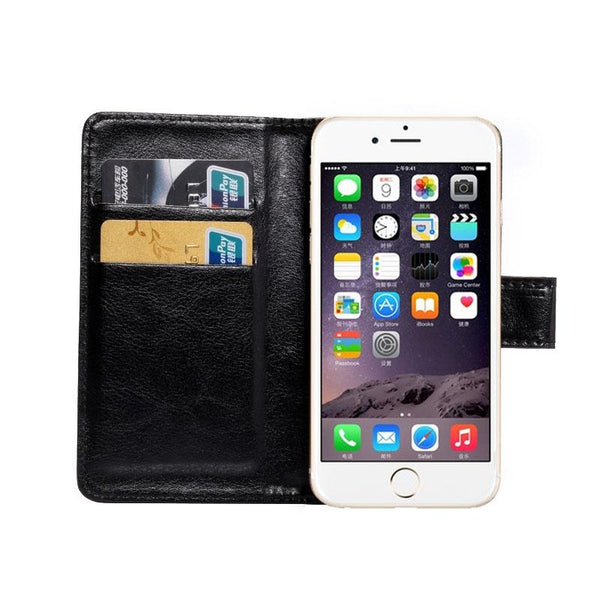 4.3-4.8 Inch Universal Crazy Horse Texture 360 Degree Rotating Carry Case with Holder & Card Slots for iPhone 6 & 6S / Galaxy S4 / S3 / i9500 / i9300(Black)