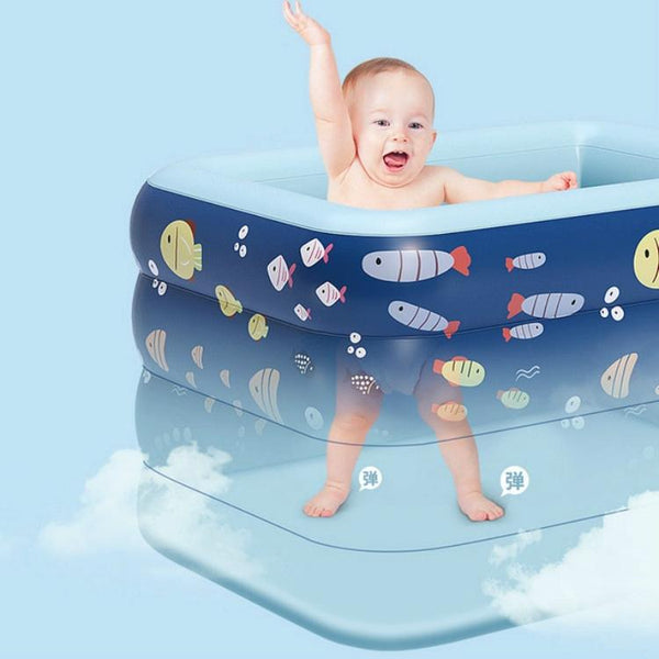 Inflatable Swimming Pool Large Outdoor PVC Pool Children Household Swimming Pool, Size:1.8m Four Layers(Dark Blue)