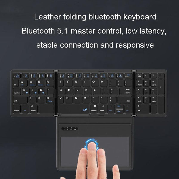 Leather Wireless Bluetooth Keyboard With Touch-Pad Multi-System External Portable Universal Keypad