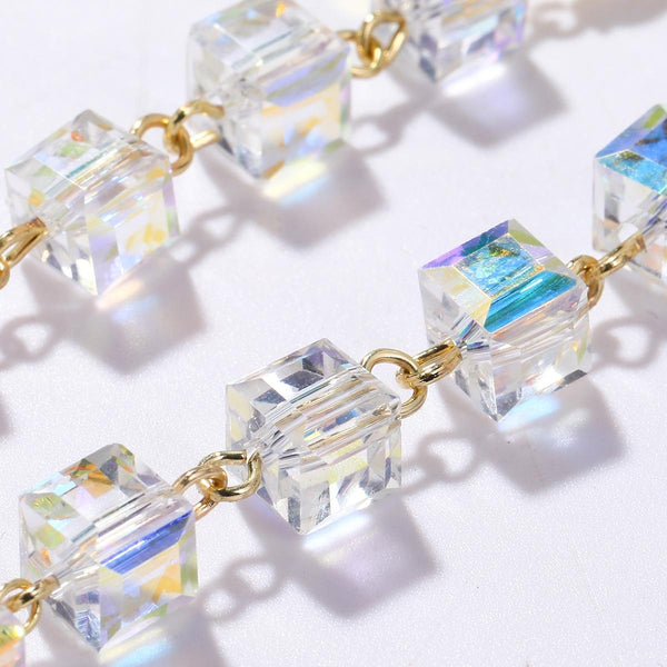 E2204-2 Square Crystal Natural Crystal Handmade Earrings Zircon Long Earrings