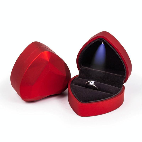 017015-20 Heart-shaped LED Light Ring Necklace Storage Box without Jewelry, Spec: Ring(Red)