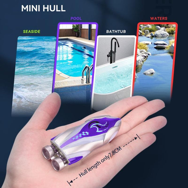 Children 2.4G Mini Remote Control Boat Summer Water Play Electrical Submarine Boys Toys(Purple)