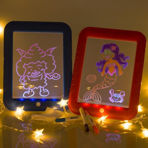 LED Writing Board 3D Magic Drawing Pad Creative Children Drawing Toys(Red)