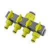 Garden Lawn Watering EU Threaded Faucet One Input Four Output Valve Diverter(Green And Gray)