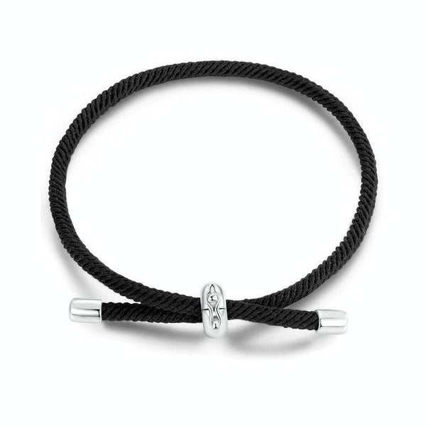 S925 Sterling Silver Platinum-plated Adjustable Basic Braided Bracelet(SCB268-BK)