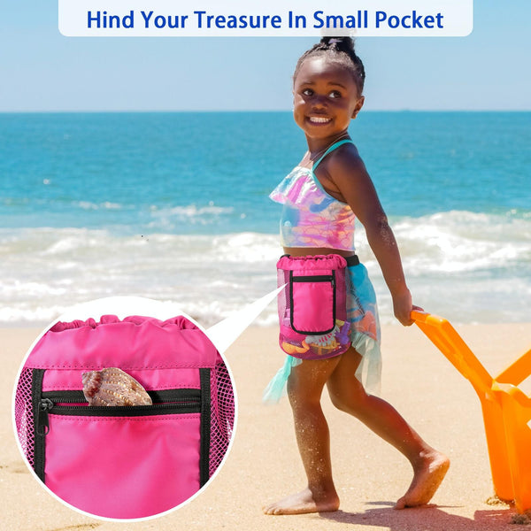 Summer Beach Children Shell Storage Bag Portable Bag(Large Red)