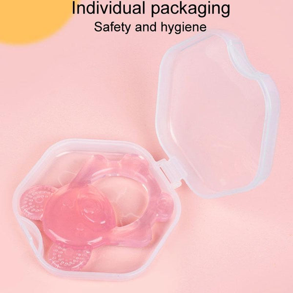 Baby Teething Stick Toys Childrens Silicone Bear Bites With Storage Box(Pink)