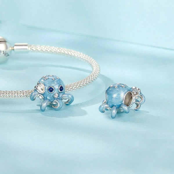 S925 Sterling Silver Cute Ocean Octopus DIY Beads(SCC2728)