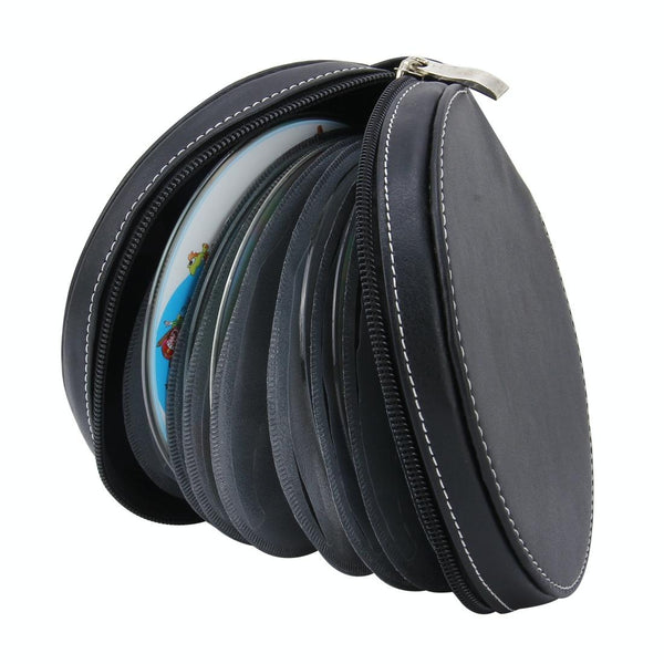 20 CD Disc Storage Case Leather Bag Heavy Duty CD/ DVD Wallet for Car, Home, Office and Travel(Black)