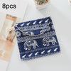 8pcs Cotton and Linen Sanitary Napkin Storage Bag Handy Clutch Bag(Elephant)