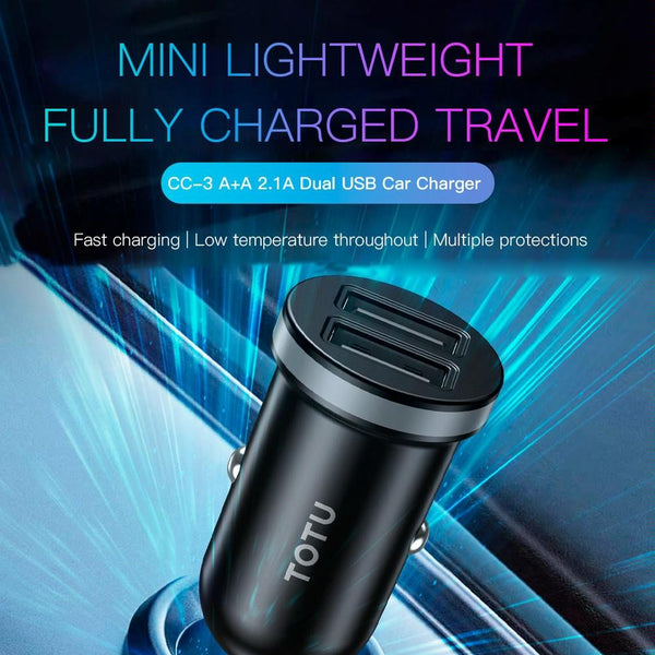 TOTU CC-3 2.1A Dual USB-A Port Car Charger(Grey)
