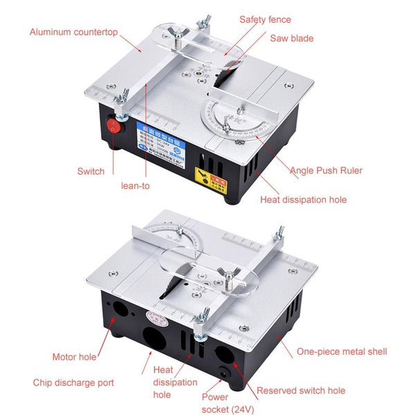 S3  96W Liftable Table Mini Table Saw Aluminum Cutting Machine,Spec: Black Standard(EU Plug)