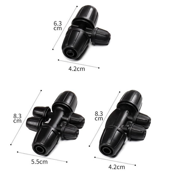 2pcs 8/11 To 4/7 Dual Locking Reducer Drip Irrigation Fittings Gardening Hose Sprinkler Connector, Model: 4 Way