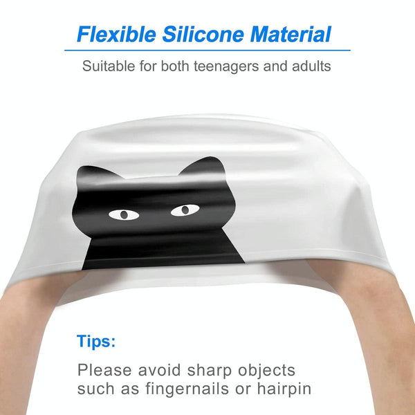 Hy08 Cute Cartoon Print Silicone Swimming Cap, Spec: Little Squirrel
