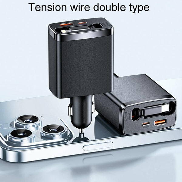 Car Retractable Charger One To Three Automobile Cigarette Lighter, Interface: 8 Pin