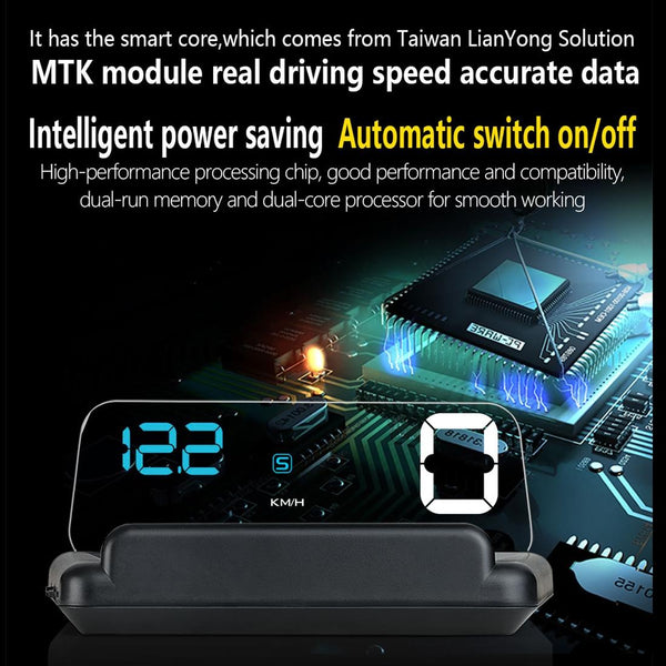 T900 Car HUD Head-Up Display, Speed, GPS, Overspeed Alarm (Blue)
