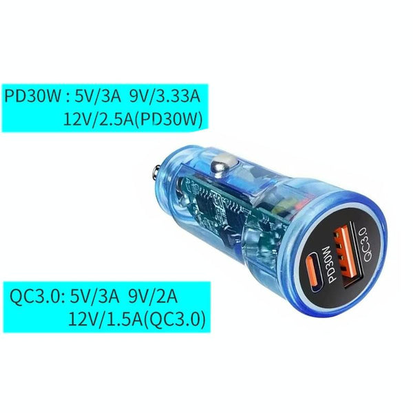 P35 48W PD30W+QC3.0 18W USB Transparent Car Quick Charge(Transparent)