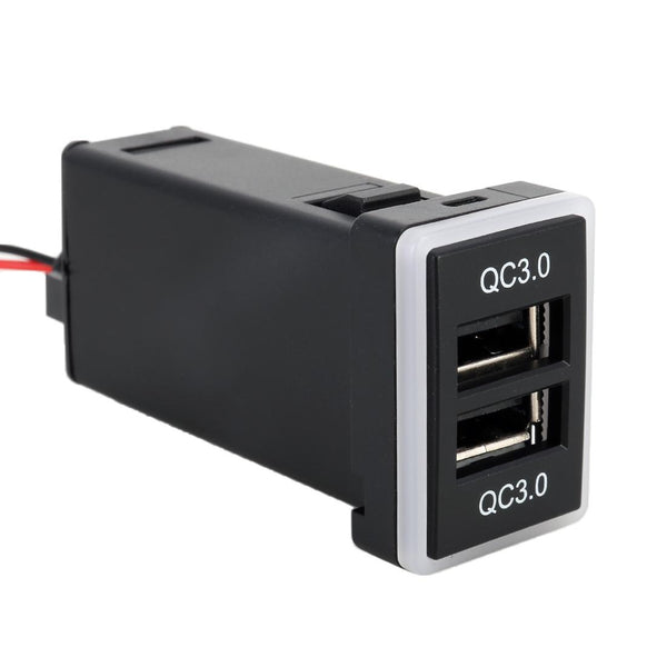 Car QC3.0 Fast Charge USB Interface Modification Charger for Toyota, Fuse to Take Power(Ice Blue Light)