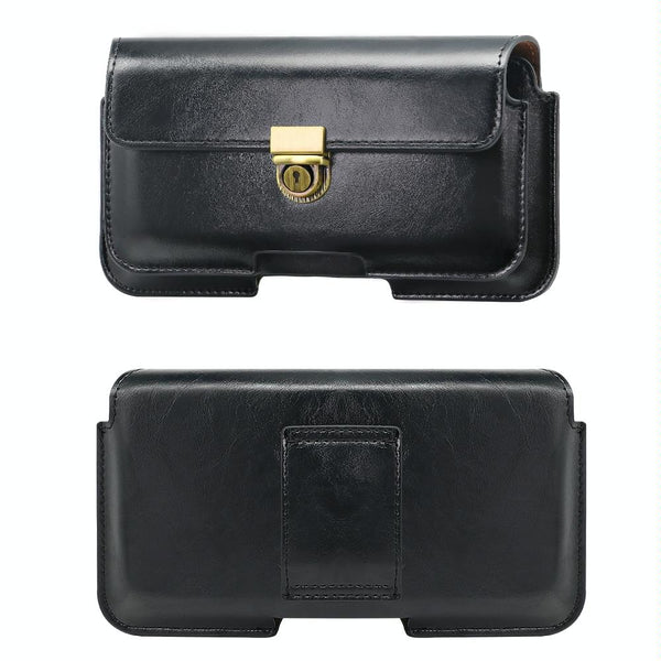 For Phones Below 6.7 inches Retro Wallet Style Horizontal Phone Waist Bag(Black)